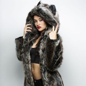 SpiritHoods Gray Wolf Coat Size Small